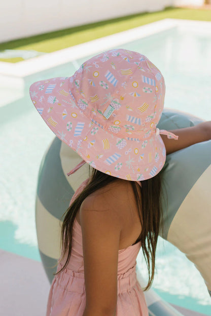 Beach Club Wide Brim Sunhat | Peach and Multi
