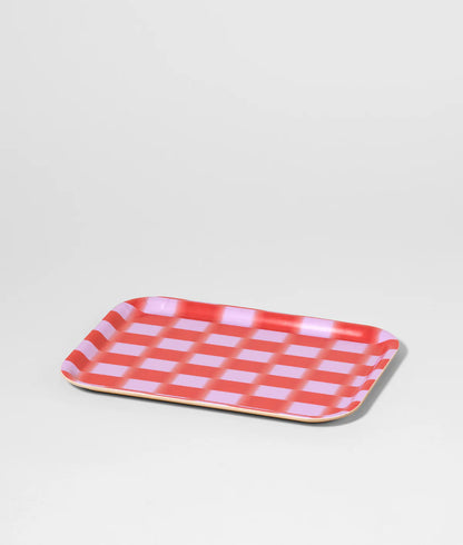 Red Gradient Check Small Rectangle Tray