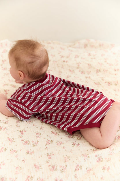 Riley T-Shirt Romper | Cherry Stripe