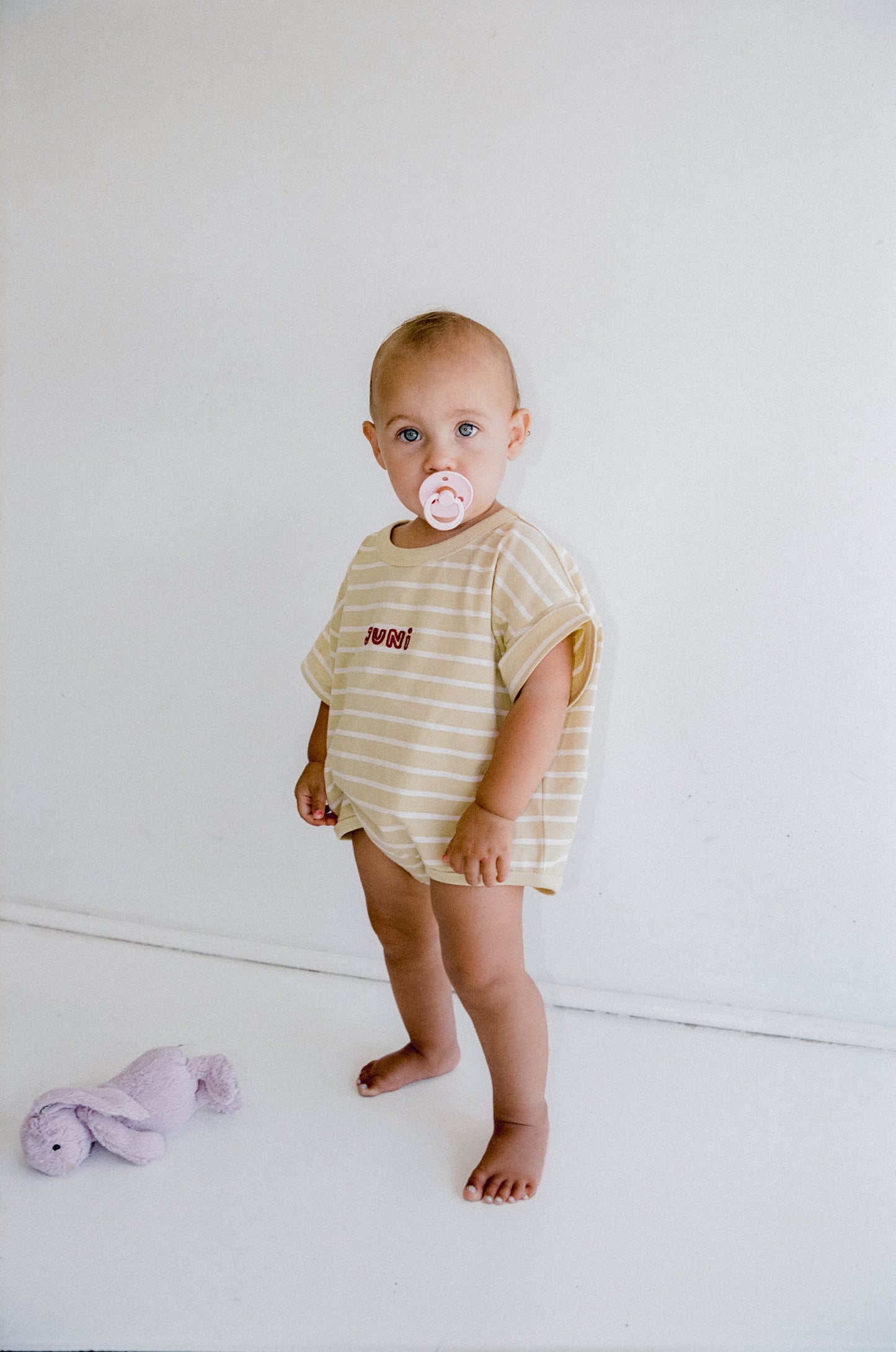 Riley T-Shirt Romper | Butter Stripe