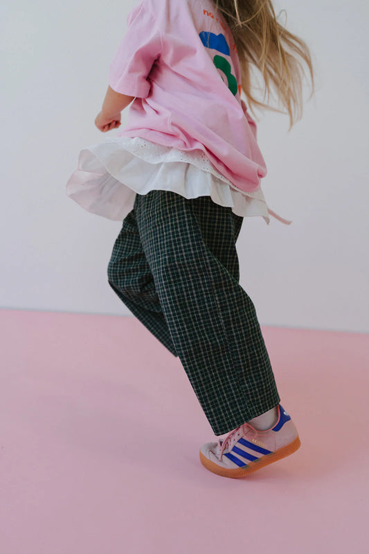 Cotton check pant | forest green