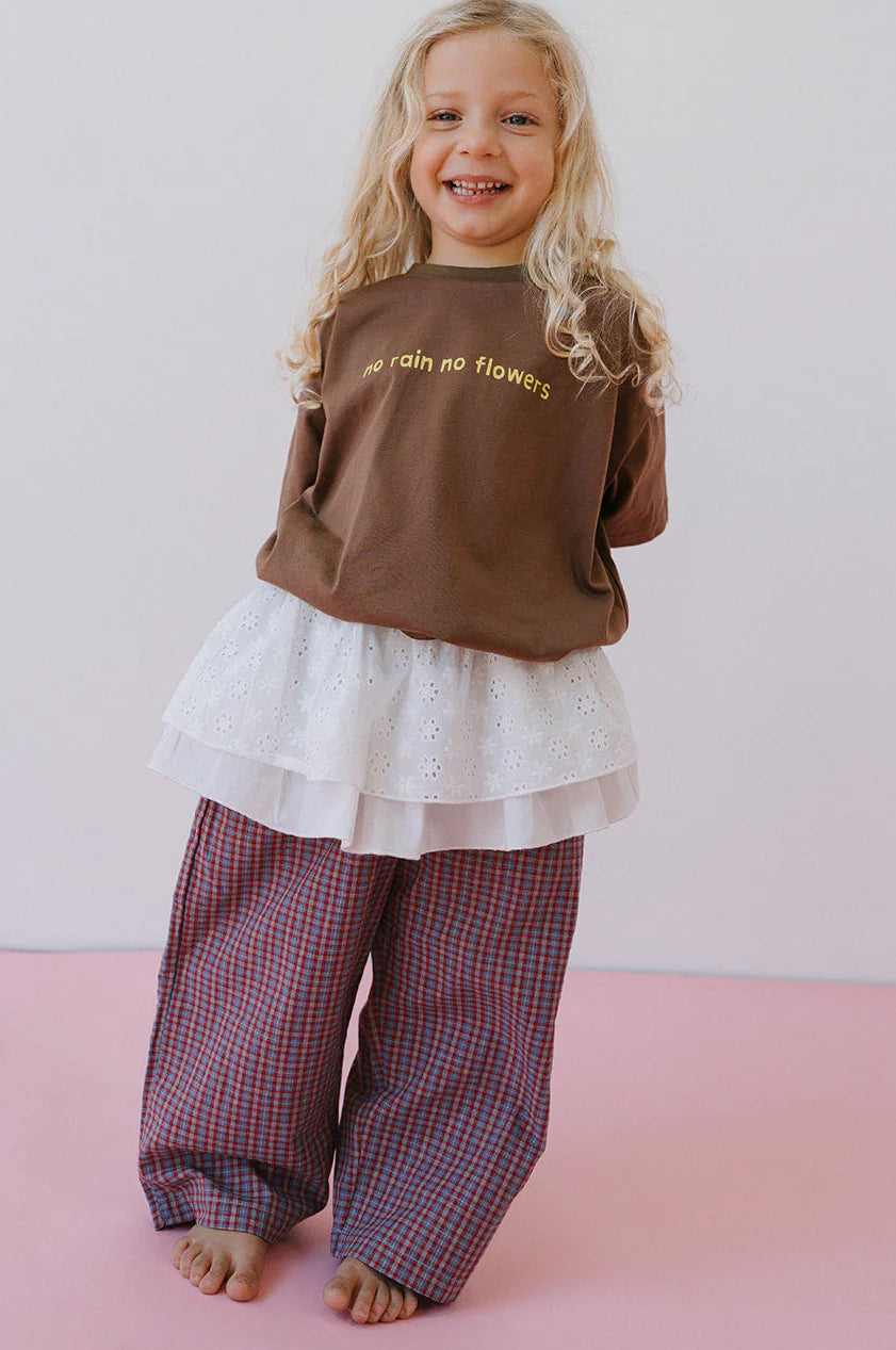 Cotton check pant | plum