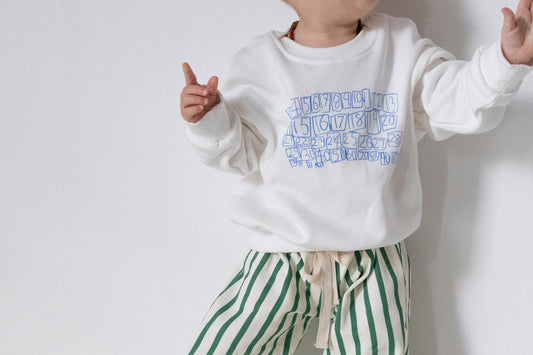 Parker Numbers Relaxed Pullover - White/Blue