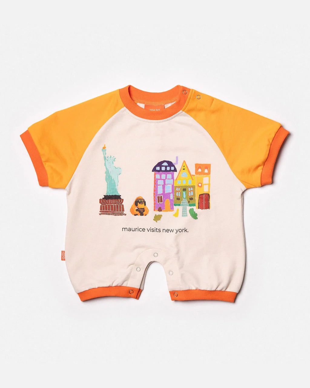 Romper tangerine & off white
