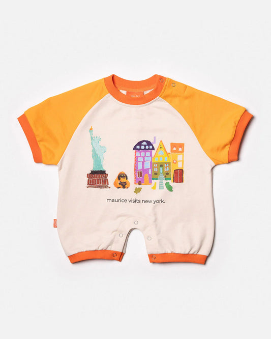 Romper tangerine & off white