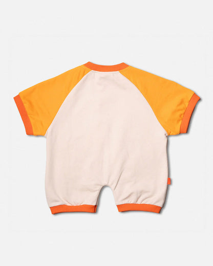 Romper tangerine & off white