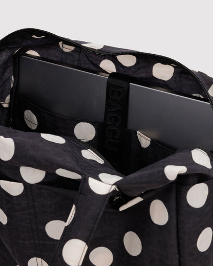 Everyday cloud bag | black and cream polka dot
