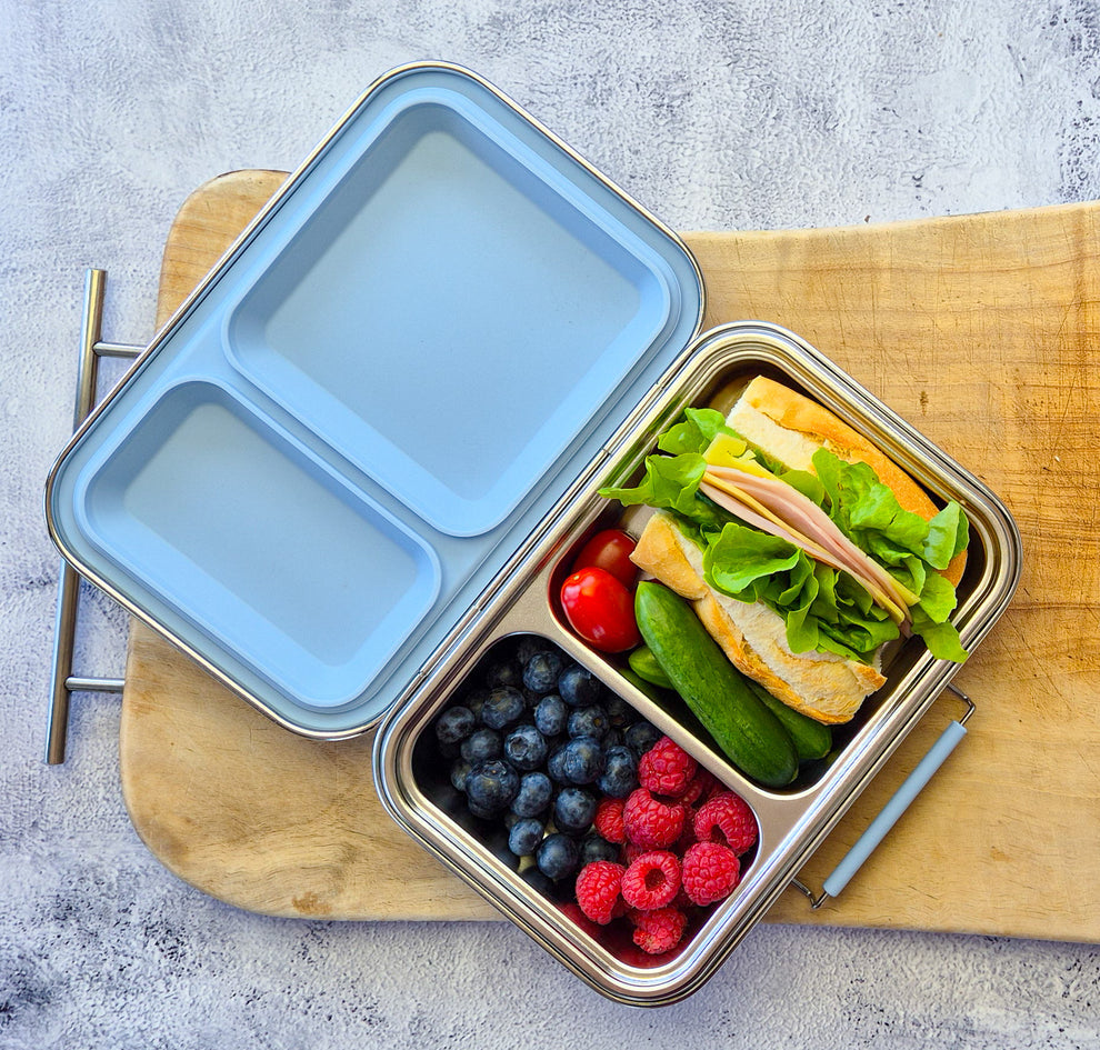 Stainless steel bento lunchbox | 2 compartments | blueberry