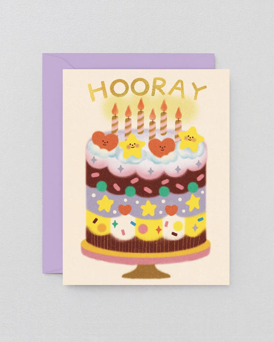 Hooray Happy Birthday Cake Card