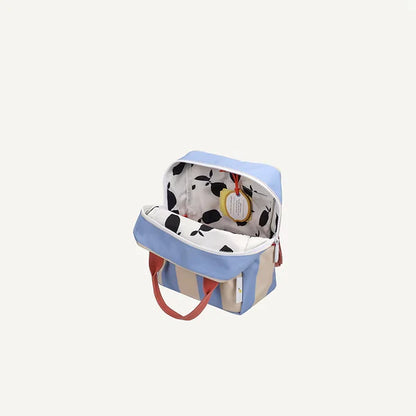 backpack small | striped | cloud blue + twiggy beige