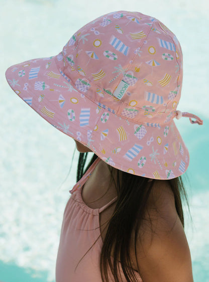 Beach Club Wide Brim Sunhat | Peach and Multi