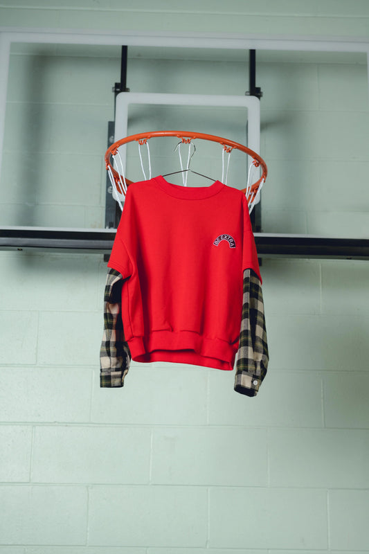 Layered Flannel Sweatshirt
