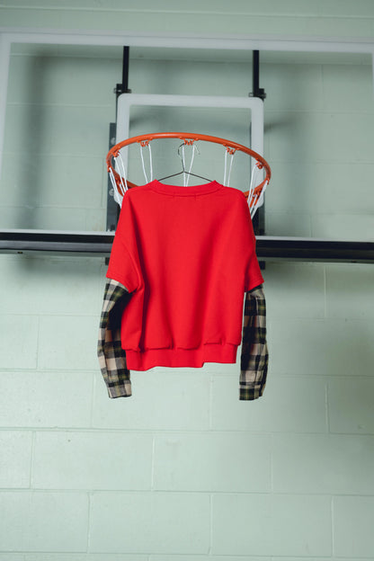 Layered Flannel Sweatshirt