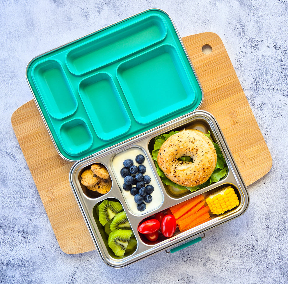 Stainless steel bento lunchbox | 5 compartments | emerald green