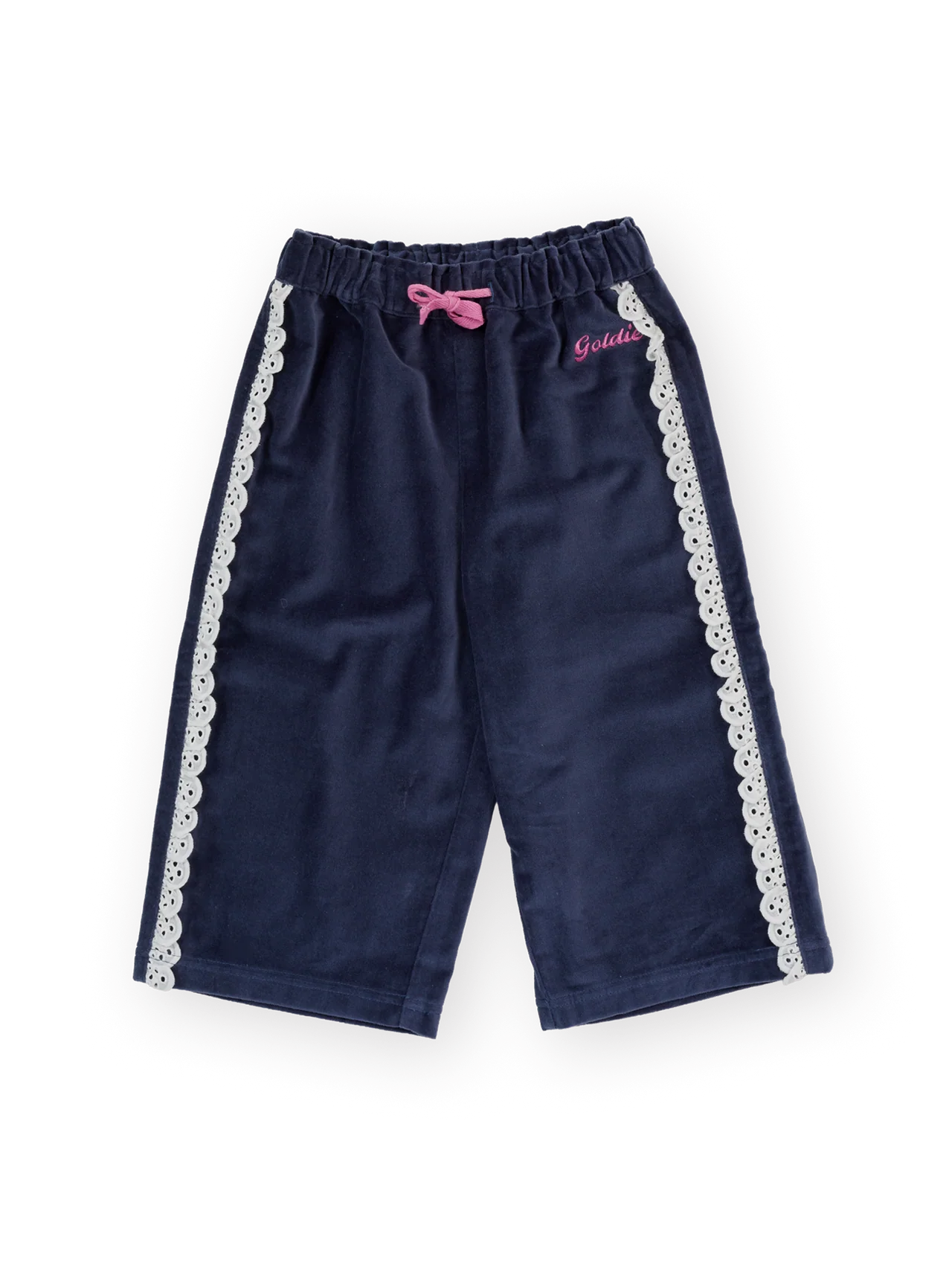 Velour Broderie Wide Leg Pant