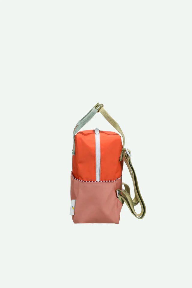 backpack small | colour blocking | lifebuoy orange + coral pink