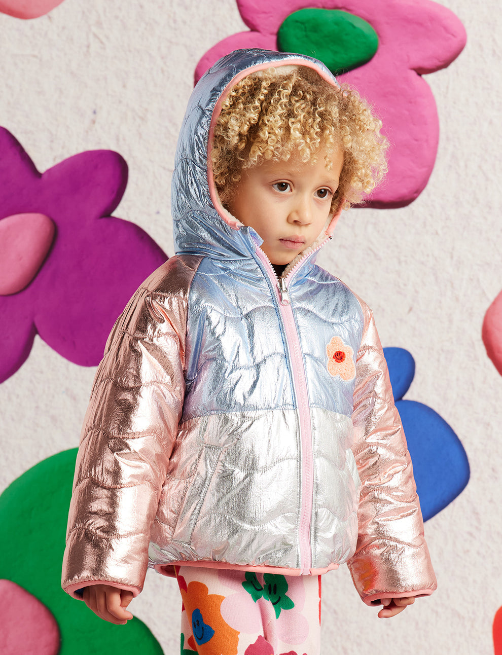Hej Blomma! Reversible Kids Puffer Jacket