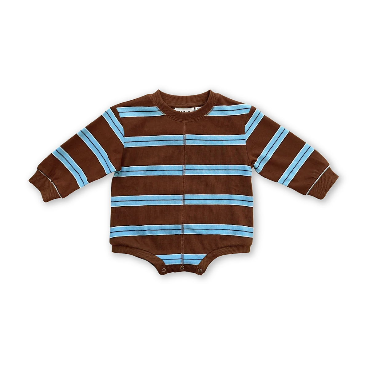 Cotton Sports Stripe Romper - Teddy