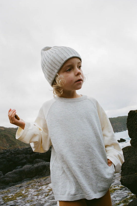 Raglan long sleeve tee | milk grey marle