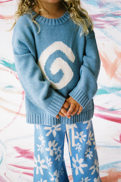Organic Swirl Intarsia Knit Pull Over | Duck Egg