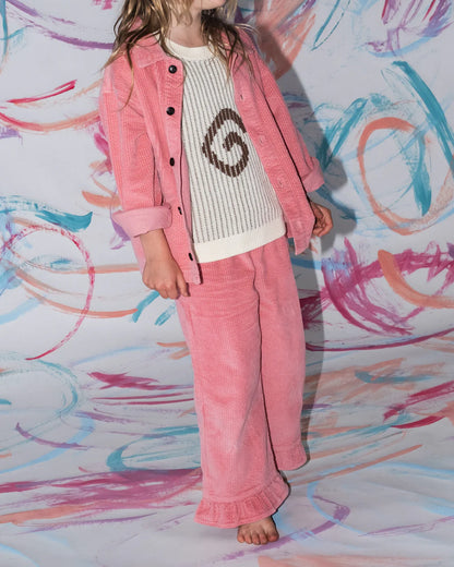 Organic Cord Frill Pant | Sorbet