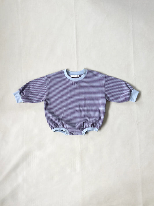 Hennie Cotton Stripe Bodysuit | Ivory Blue/Maroon Stripe