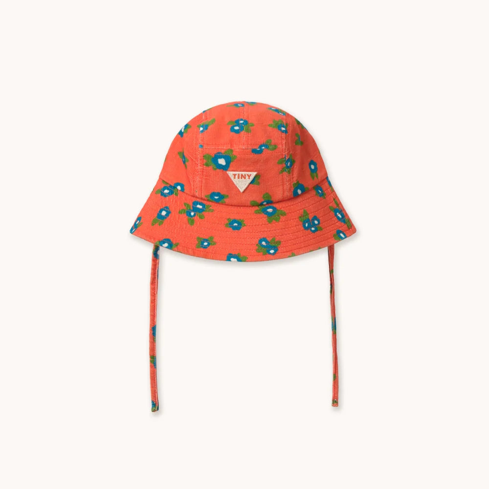 Blue Flowers Corduroy Bucket Hat | Summer Red
