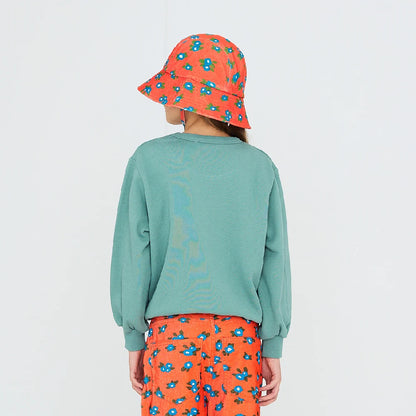 Blue Flowers Corduroy Bucket Hat | Summer Red