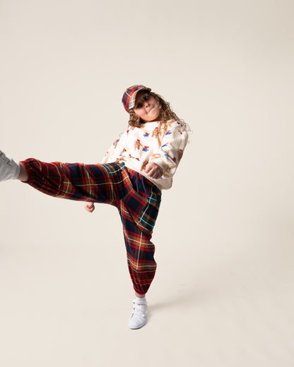 Patched Barrel Pants | Tartan