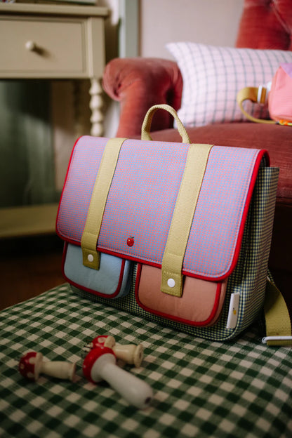 school bag | lemon tree | gingham midnight + moon