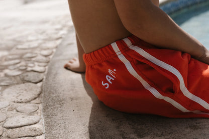 relaxed racer shorts - red