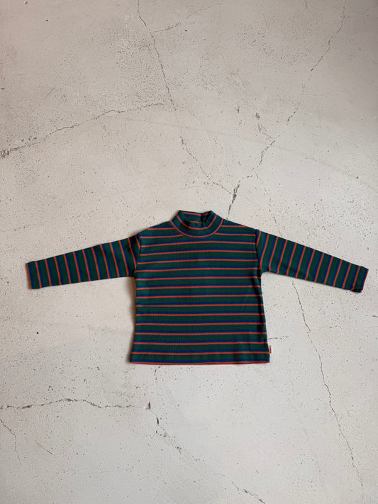 Duo stripes rib mockneck