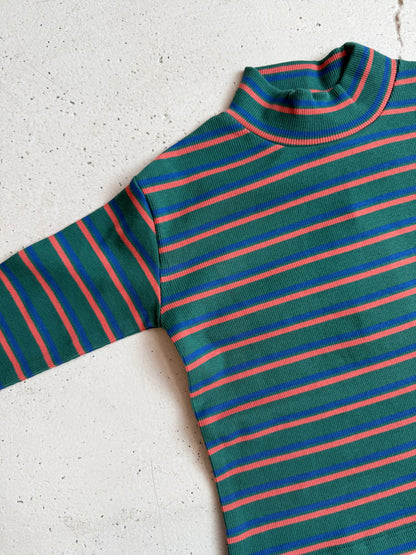 Duo stripes rib mockneck