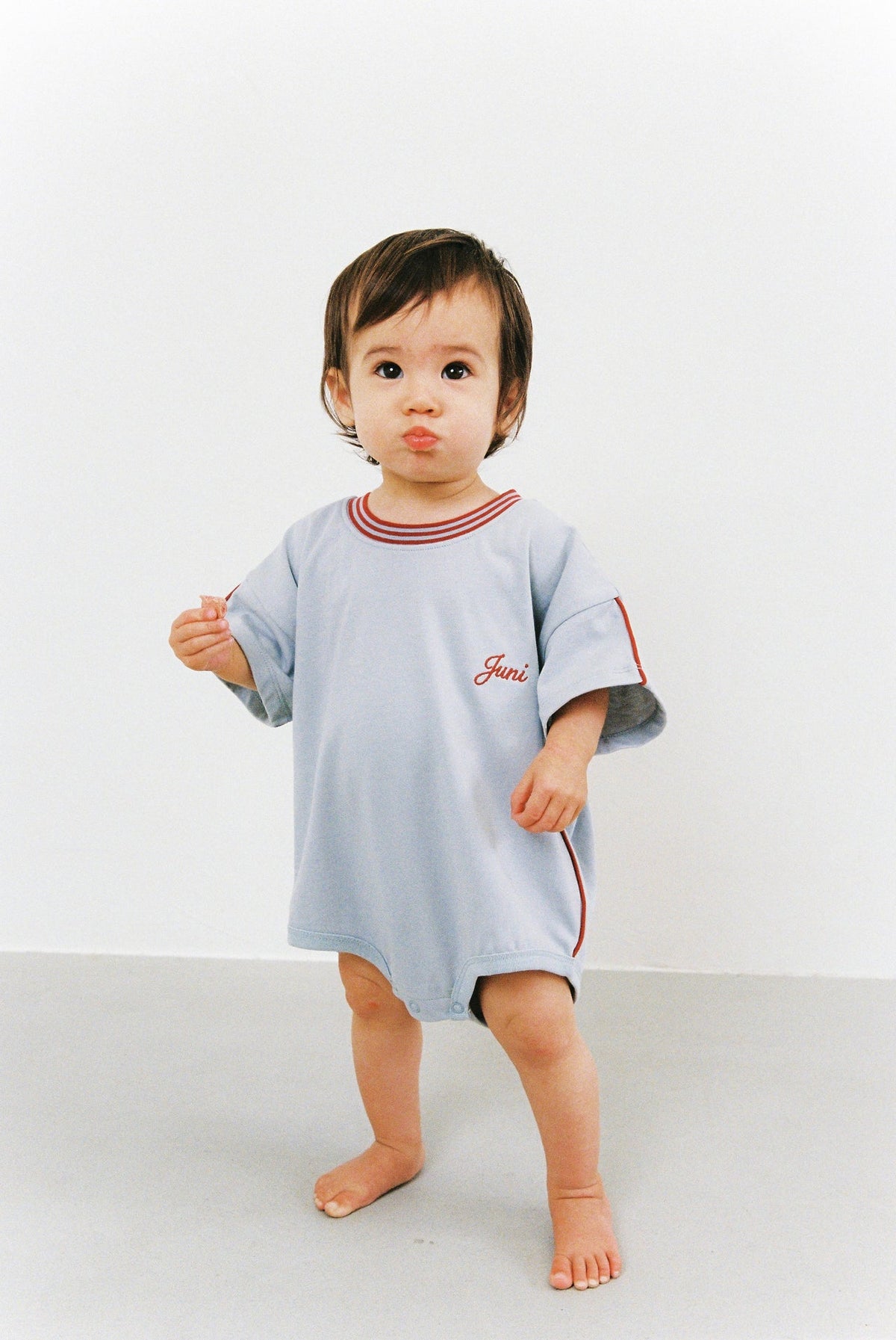 Riley T-Shirt Romper | Stone Blue