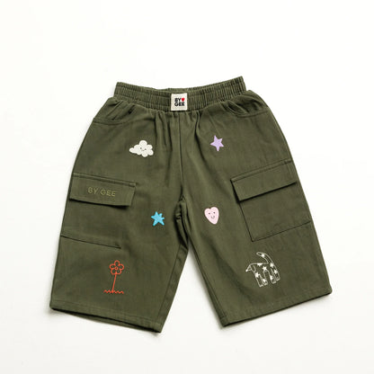Cropped Wide Leg Cargo Pant | Khaki