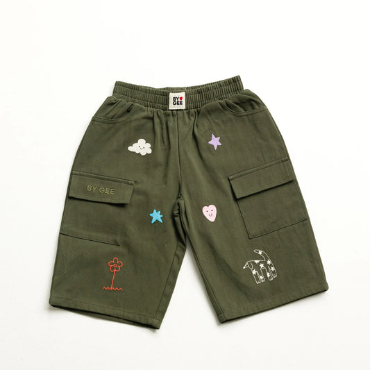 Cropped Wide Leg Cargo Pant | Khaki