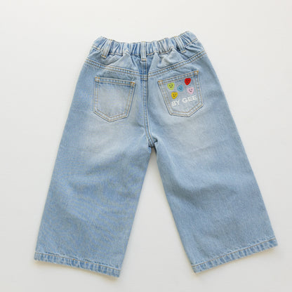 Wide leg denim jeans