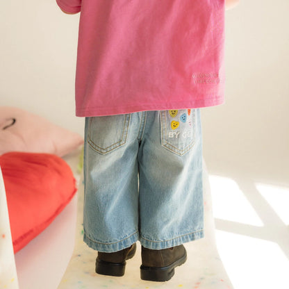 Wide leg denim jeans