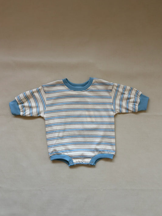 Mattie Stripe Cotton Bodysuit | Cream/Blue Stripes