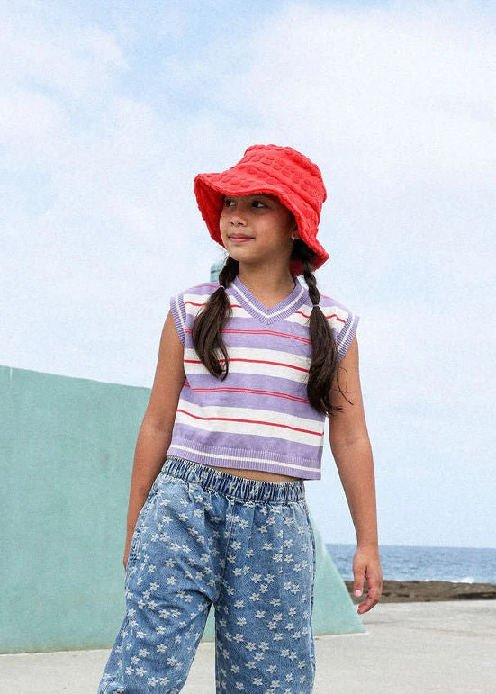 Organic Knitted Club Stripe Top - Mauve