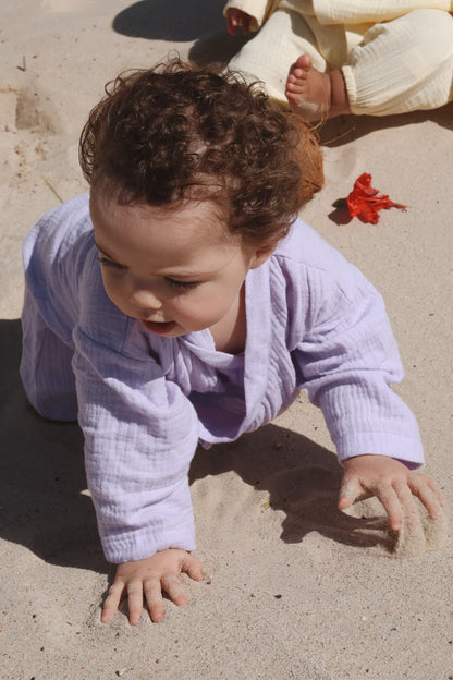 Muslin kimono baby romper | lavender