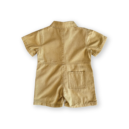 Organic summer short boilersuit | mustard
