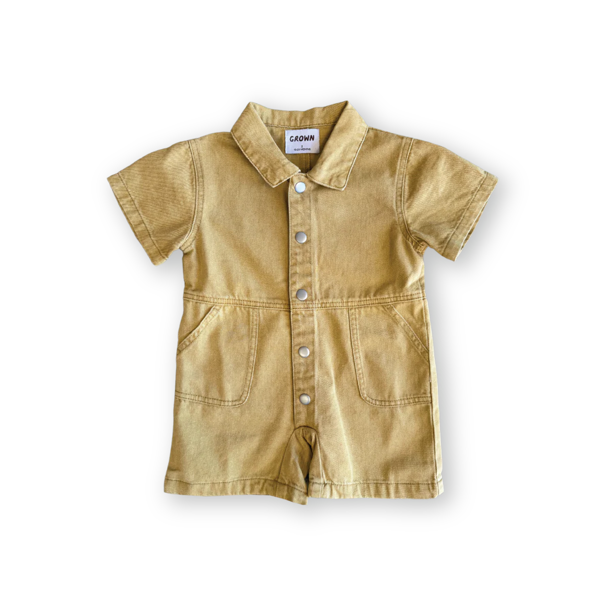 Organic summer short boilersuit | mustard