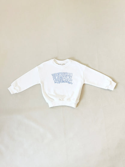 Parker Numbers Relaxed Pullover - White/Blue