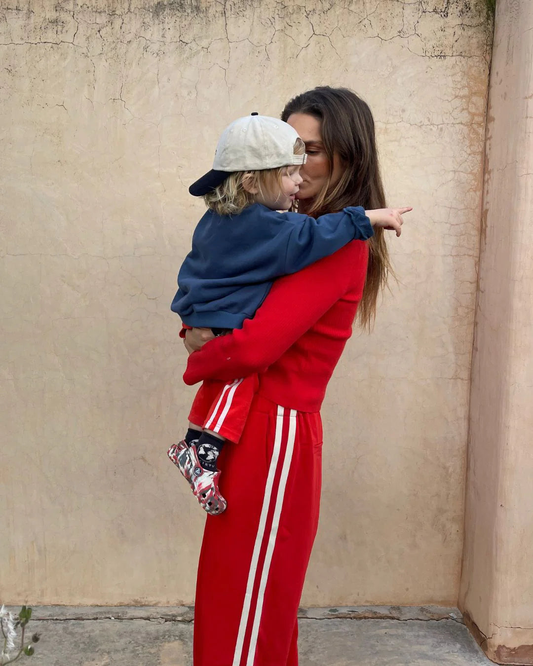 Twin stripe terry pant | Rosso