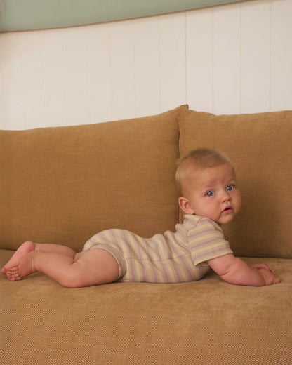 SHORT SLEEVE BABY BODY | DUSTY ROSE STRIPE