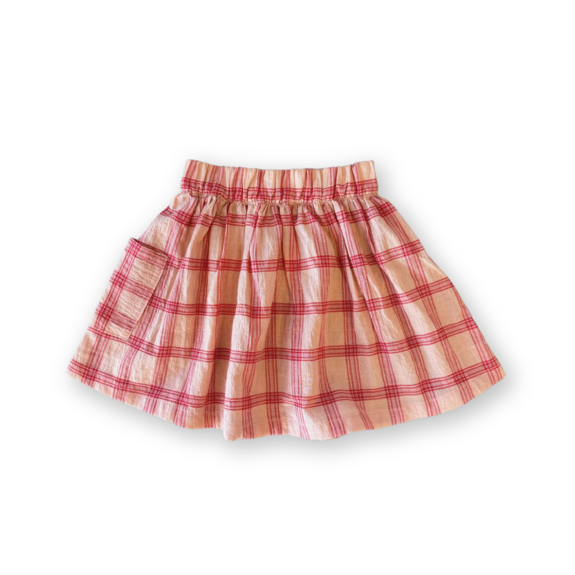Tomato cotton check skirt