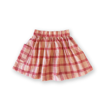 Tomato cotton check skirt