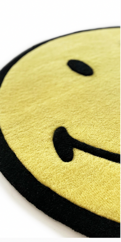 smiley floor rug - yellow