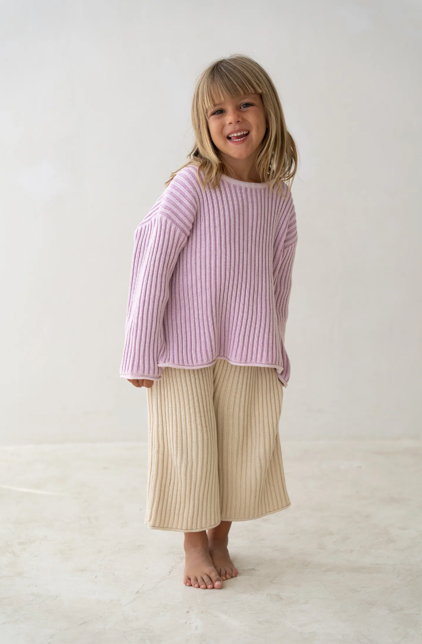 Essential knit jumper | Mauve stripe